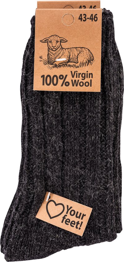 100% virgin wool - exclusief product - schapenwollen sokken - 2 paar
