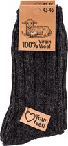 100% virgin wool – exclusief product – schapenwollen sokken – 2 paar - antraciet – maat 43/46