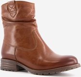 Hush Puppies gevoerde leren dames enkellaarsjes - Cognac - Maat 37 - Echt leer