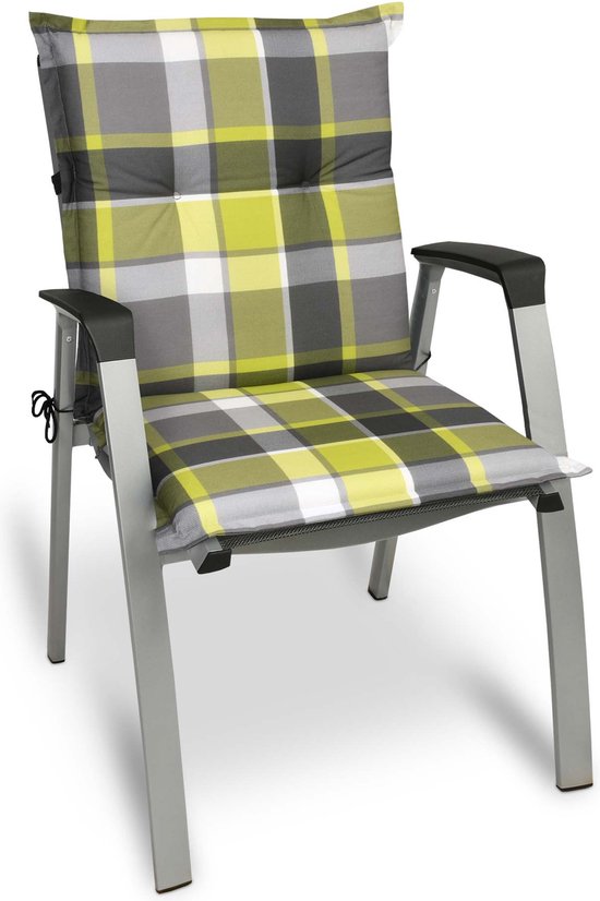 Beautissu coussin de chaise de jardin dossier bas Sunny GR 100x50 cm Damier  jaune -... | bol.com