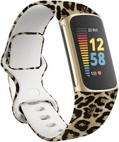 Siliconen Smartwatch bandje - Geschikt voor Lucky Leopard Fitbit Charge 5 bandje - Strap-it Horlogeband / Polsband / Armband - Maat: Maat S