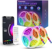 Flavourzz - LED Strip - RGB - Smart LED-strip met Afstandsbediening– Slimme LED Verlichting – 10 Meter Strip - 16 Miljoen Verschillende Kleuren – Beschikbare App - Geschikt voor iOS en Androi