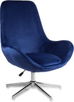 Draaibare, gestoffeerde velours fauteuil met regeling, Scandinavisch modern, marineblauw FO926NB