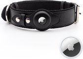 Apple Airtag honden halsband - Zwart - Maat M - Airtag hond - honden tracker - gps tracker - halsband hond leer - PU Leather