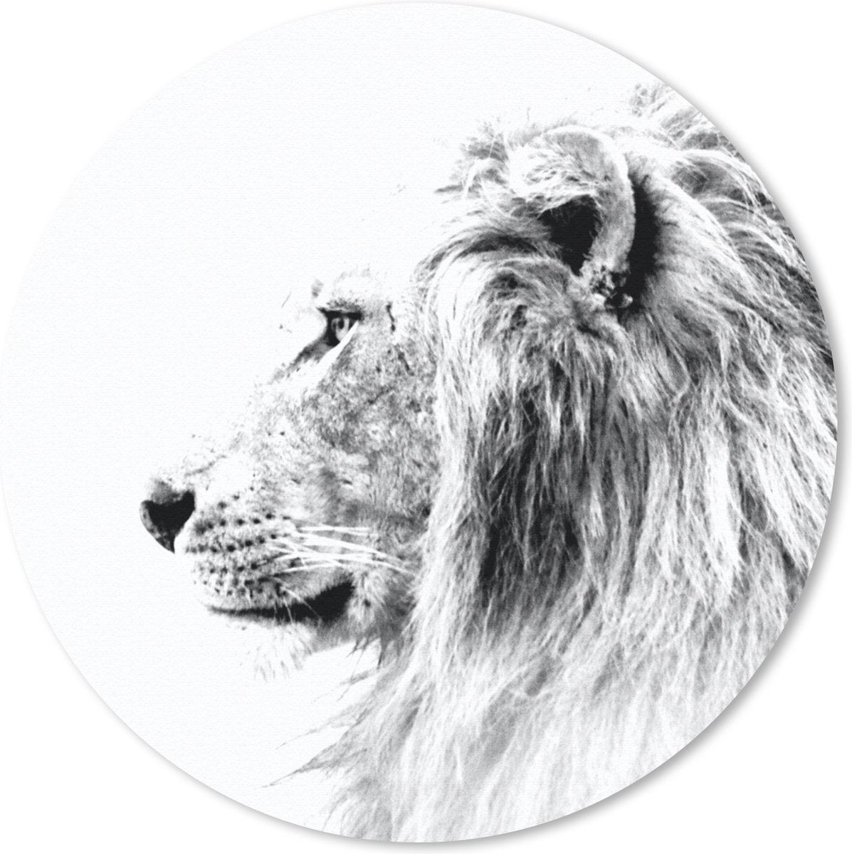 Muismat rond 30x30 cm - Mousepad Leeuw - Zwart - Wit - Dieren - Ronde muismatten