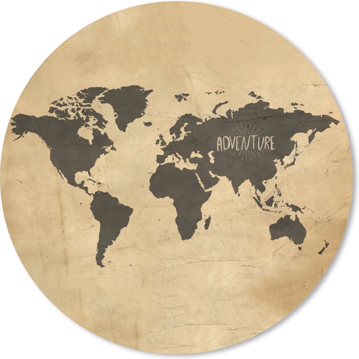 Muismat rond 20x20 cm - Mousepad Wereldkaart - Bruin - Vintage - Ronde muismatten