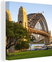 Canvas Schilderij Sydney Harbour Bridge in Australië in de middag - 90x90 cm - Wanddecoratie