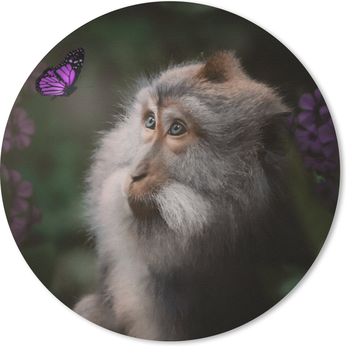 Muismat rond 20x20 cm - Mousepad Vlinder - Dieren - Aap - Ronde muismatten