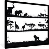 Cadre photo avec affiche - Une illustration d'un ensemble d'animaux sauvages africains - 40x40 cm - Cadre pour affiche