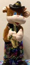 Dansende en zingende knuffel - saxofoon - fun - glitter and glamour