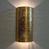 Oosterse filigrain wandlamp | cilinder | goud