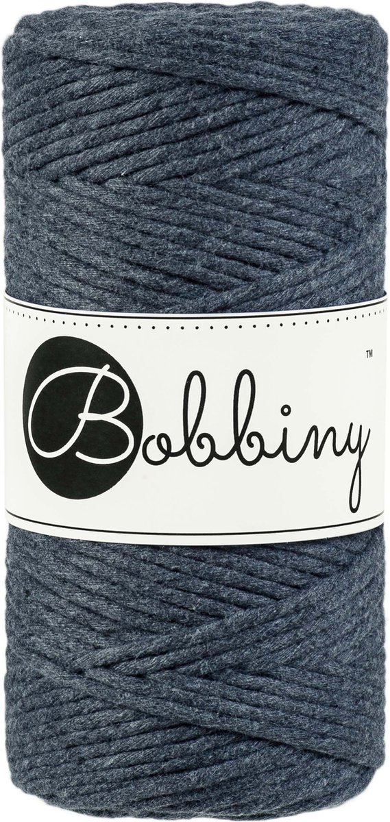 Bobbiny Macrame Triple Twist 3 mm - Charcoal