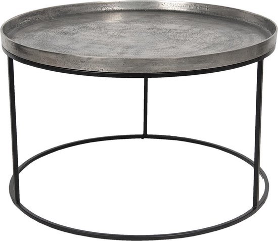 Bijzettafel Ø 80*48 cm Zilverkleurig Aluminium Rond Side table Tafeltje