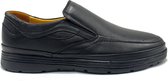 Heren schoenen- Mannen instappers- Comfort schoenen 673- Leather- Zwart- Maat 42