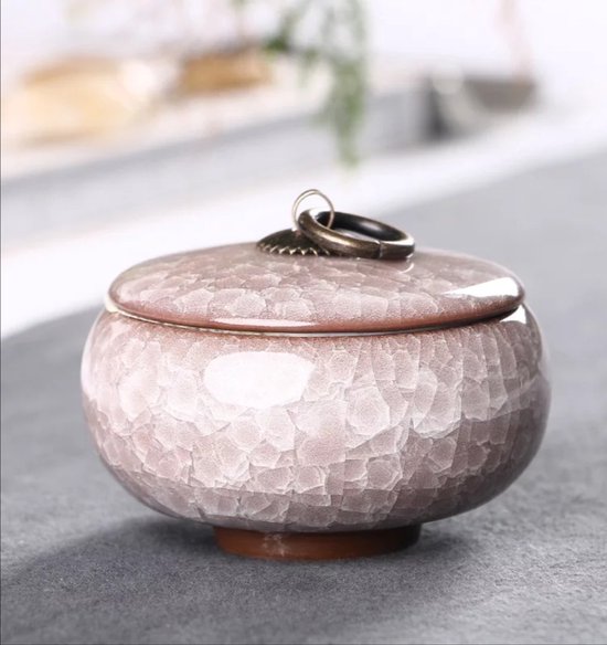 Medium Urn Hond Roze Zilver Met Pootafdruk (1 liter) - Uitvaartwinkel Infinity