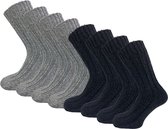 8 paar Geitenwollen sokken - Grijs-Zwart 39-42
