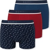 Schiesser 3P print shorts blauw & rood - L