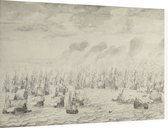 De zeeslag bij Terheide, Willem van de Velde - Foto op Dibond - 90 x 60 cm