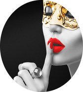 Golden masked woman,  - Foto op Dibond - ⌀ 80 cm