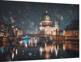 De Dom van Berlijn in een sfeervol winterlandschap - Foto op Dibond - 90 x 60 cm