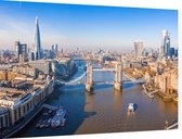 Tower Bridge over de Thames en de skyline van Londen - Foto op Dibond - 60 x 40 cm