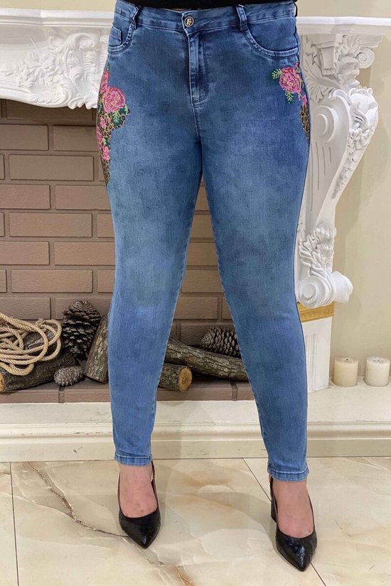 Dames jeans hoge taille blauw maat 42 | bol.com