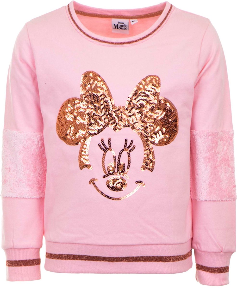 Disney Minnie Mouse Sweater - Roze/Goud - Pailletten - Katoen - Maat 128 (tot 8 jaar)
