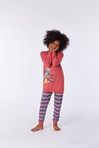 Woody pyjama meisjes/dames - rood - wasbeer - 212-1-POP-S/437 - maat 164
