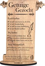 Getuige gezocht - gepersonaliseerde houten wenskaart - kaart van hout - huwelijk - luxe uitvoering met eigen naam