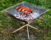 Firekorf + grill : Opvouwbare vuurkorf / vuurschaal met rooster - draagbare BBQ - opbergtas - kampeer grill