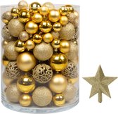 Kerstballen Plastic – Kerstversiering Goud - Kerstbal Set Van 101 Stuks Met Piek - Voor Een Stijlvolle Kerstboom