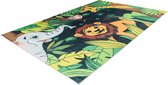 Jungle - Kinderkamer - Kinder vloerkleed - Wasbaar - Waschable - Dieren - Leeuw - Olifant - Giraf - Aap -  120x160 - multi kleuren