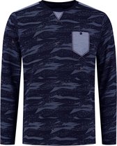 Gabbiano T-shirt T Shirt Met Lange Mouwen En Army Print 152570 Navy 301 Mannen Maat - 3XL