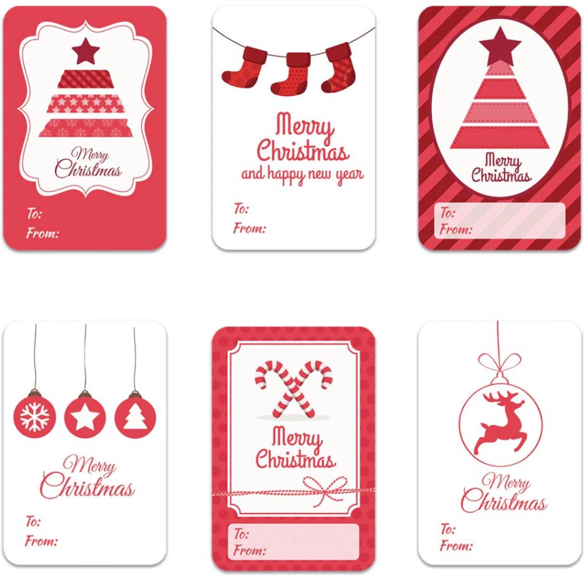 Kerst Stickers - Cadeauversiering - Cadeaulabels - Kado naam tags - Etiketten Kerstmis - 24 stickers merry Christmas