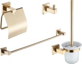 Mawialux 4-delig toiletaccessoires set - Vierkant - Geborsteld goud - ML-ACSS11-GO