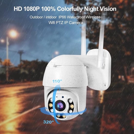 Draadloze Dome IP beveiligingscamera - full HD 1080P - Bewegingsdetectie - met App - Merkloos