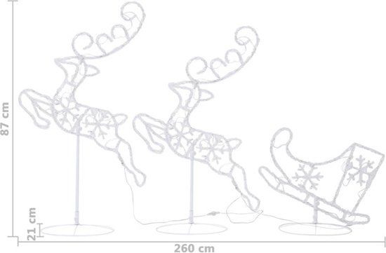 3D Rendier met Slee | 2 vliegende rendieren en arreslee | bol.com