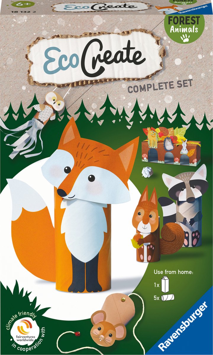 Ravensburger EcoCreate Mini Forest Animals - Hobbypakket - Knutselen met oude verpakkingen
