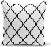 Zethome - Kussenhoes Vierkantje - Wit - Soft Touch – 43 x 43 cm - Kussensloop - Pillow Cover - Aan Beide Zijdig Bedrukt - Vierkant - Rits
