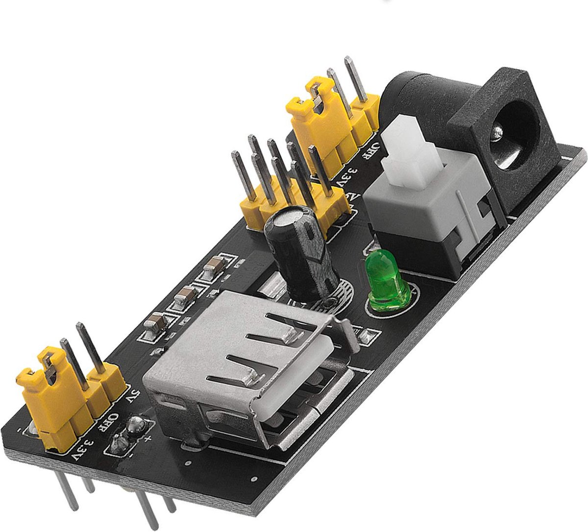 AZDelivery MB102 Breadboard Voedingsadapter Voedingsmodule 3.3V/5V compatibel met Arduino Inclusief E-Book!