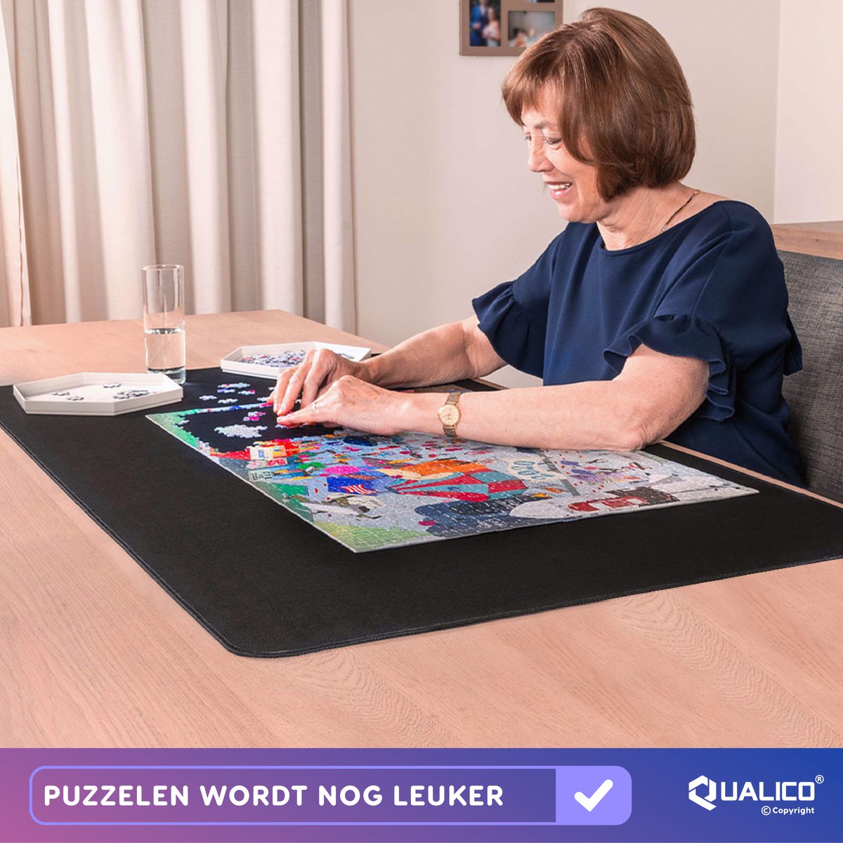 Qualico 1500 - Puzzelmat Neopreen - Antislip - De portapuzzle die echt werkt! Tot en met 1500 stukjes - 66 x 120 cm — afbeelding 8