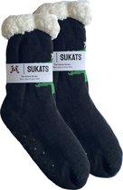 Sukats® Huissokken - Homesocks - Maat 35-38 - Zwart - Kerstboom - Anti-Slip - Fluffy - Dames Huissokken