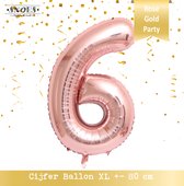 Cijfer Ballon 6 Jaar * Hoera 6 Jaar Snoes * 80 cm Verjaardag Nummer Ballon * Snoes * Verjaardag Versiering * Kinderfeestje * Rose Gold * Rose Goud * Nummer Ballon 6