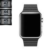 Compatible Apple Watch Bandje - Leather Loop PU Leer - Apple Watch Series 1/2/3/4/5/6/SE/7 - 42/44/45mm - Zwart