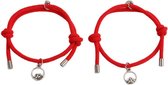 Armband set met magneet | Koppel armband | Rood | Armband dames - Armband heren - Romantisch cadeau - Vriendschap armband