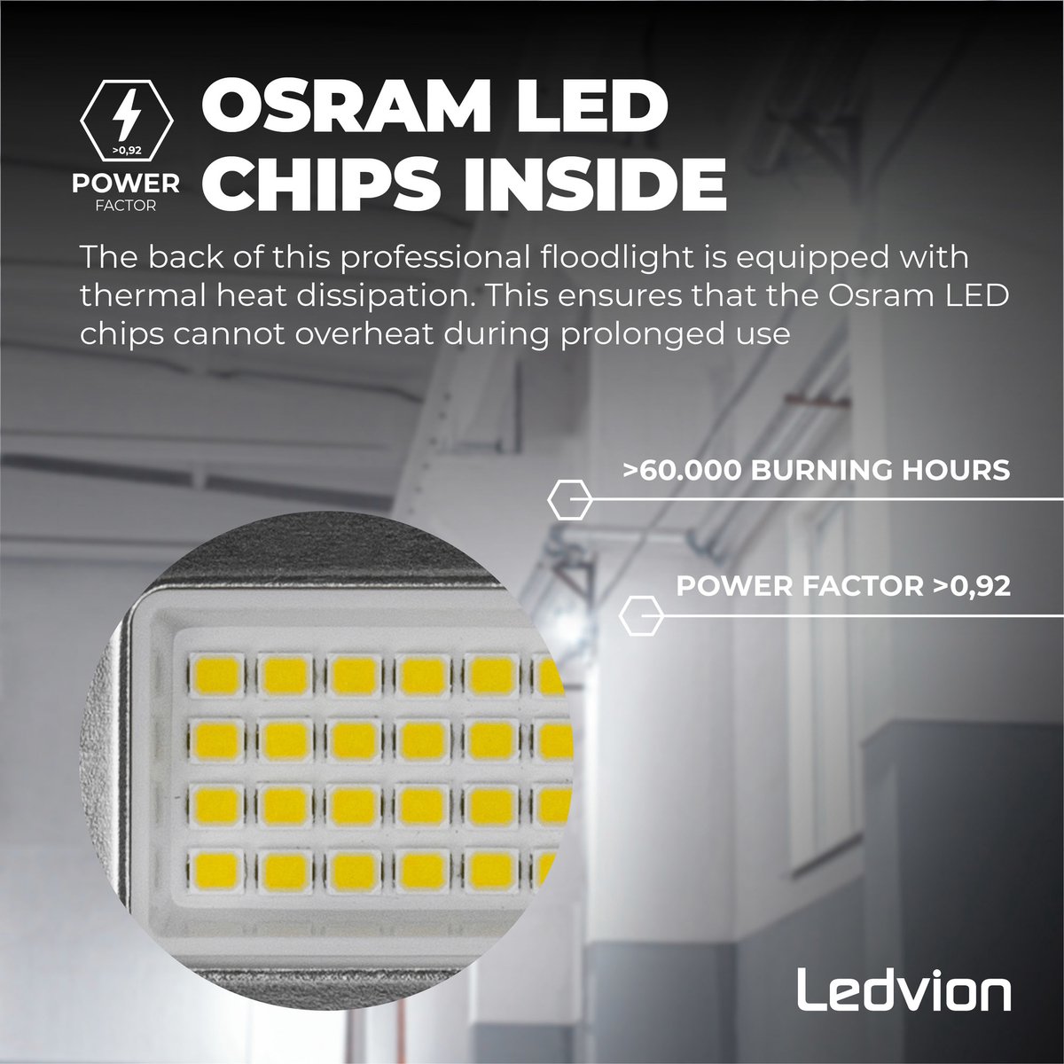 Projecteur LED Ledvion Osram 10W – 850 Lumen – 4000K | bol.