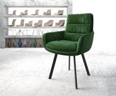 Gestoffeerde-stoel Abelia-Flex met armleuning 4-Fuß oval zwart fluweel groen