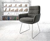 Gestoffeerde-stoel Abelia-Flex met armleuning slipframe roestvrij staal structurele stof antraciet