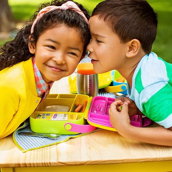 Boîte à lunch Munchkin Lunch pour Enfants avec Couverts - vert / jaune