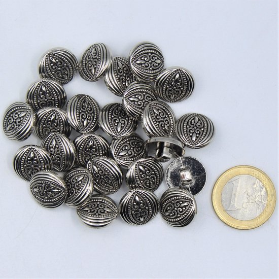 100 bouton en métal argenté ancien 15 mm boutons de blazer Vintage style double coeur qualité italienne
